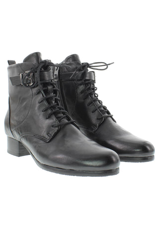 BRUNAIA - Damen Lederstiefelette mit Schnürung und Zierschnalle