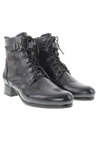 BRUNAIA - Damen Lederstiefelette mit Schnürung und Zierschnalle
