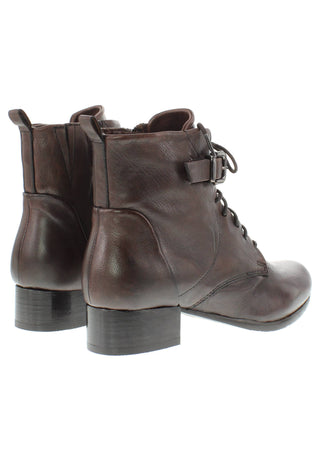 BRUNAIA - Damen Lederstiefelette mit Schnürung und Zierschnalle