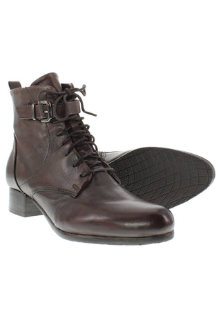 BRUNAIA - Damen Lederstiefelette mit Schnürung und Zierschnalle