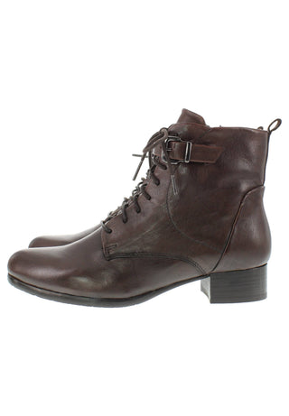 BRUNAIA - Damen Lederstiefelette mit Schnürung und Zierschnalle