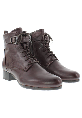 BRUNAIA - Damen Lederstiefelette mit Schnürung und Zierschnalle