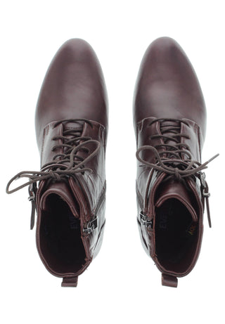 BRUNAIA - Damen Lederstiefelette mit Schnürung und Zierschnalle