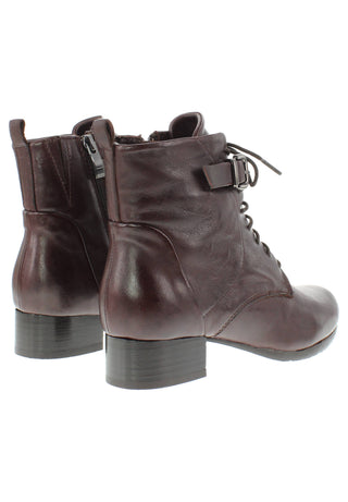 BRUNAIA - Damen Lederstiefelette mit Schnürung und Zierschnalle