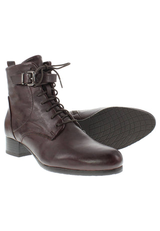 BRUNAIA - Damen Lederstiefelette mit Schnürung und Zierschnalle