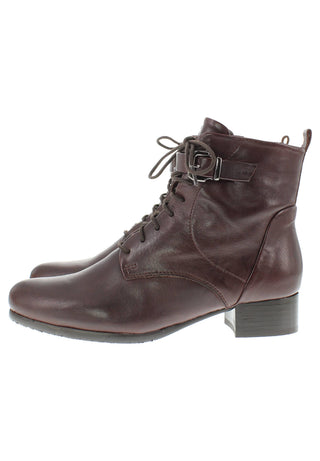 BRUNAIA - Damen Lederstiefelette mit Schnürung und Zierschnalle