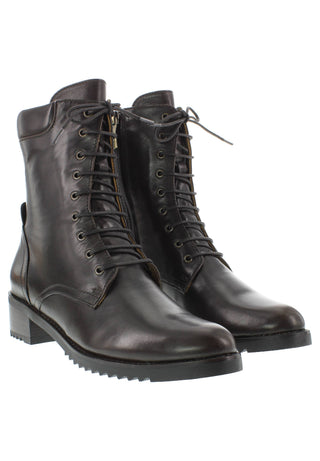 BIONDA - Damen Schnürstiefelette aus Leder mit gepolstertem Schaftrand