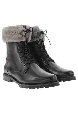NICOLOTTA - Luxuriöser Winterstiefel aus Leder mit echtem Lammfell