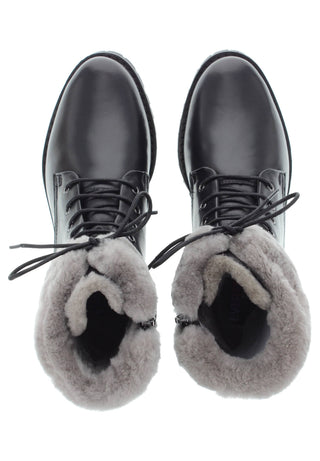 NICOLOTTA - Luxuriöser Winterstiefel aus Leder mit echtem Lammfell