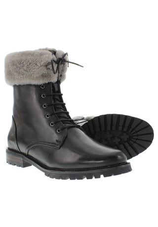 NICOLOTTA - Luxuriöser Winterstiefel aus Leder mit echtem Lammfell