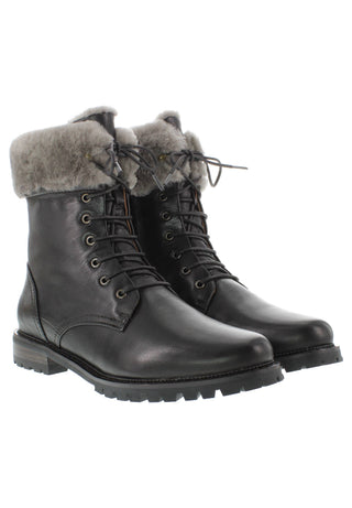 NICOLOTTA - Luxuriöser Winterstiefel aus Leder mit echtem Lammfell