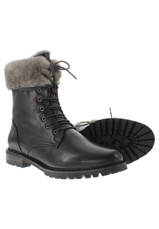 NICOLOTTA - Luxuriöser Winterstiefel aus Leder mit echtem Lammfell