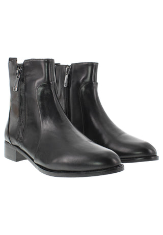 GIASELDA - Puristische Lederstiefelette mit markantem Zierreißverschluss