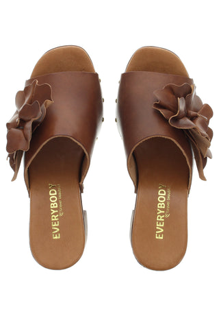 MARCELLA - Retro Plateau-Pantolette mit Lederblume