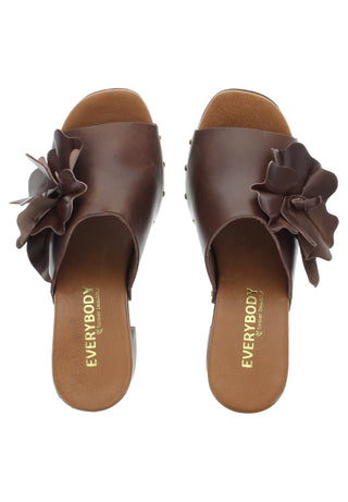 MARCELLA - Retro Plateau-Pantolette mit Lederblume